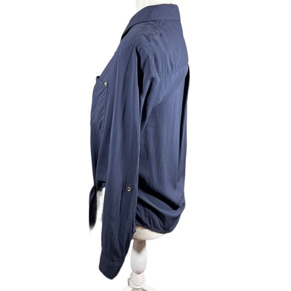 Michael Kors button down tie blouse navy blue size XS - Picture 3 of 12